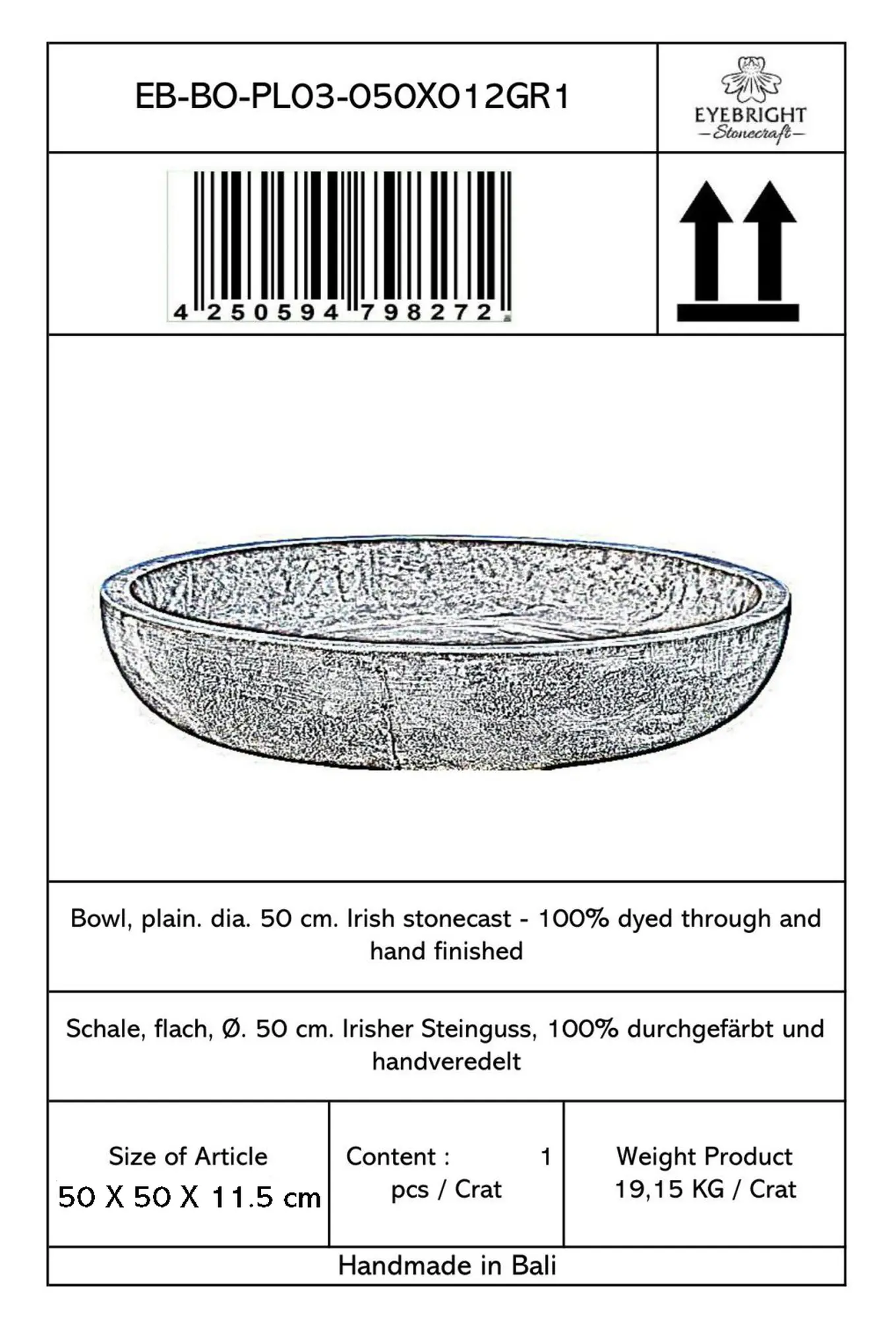  Product image 6 of the product “Palembang - Bowl, plain, Ø 50 cm | cast stone ”